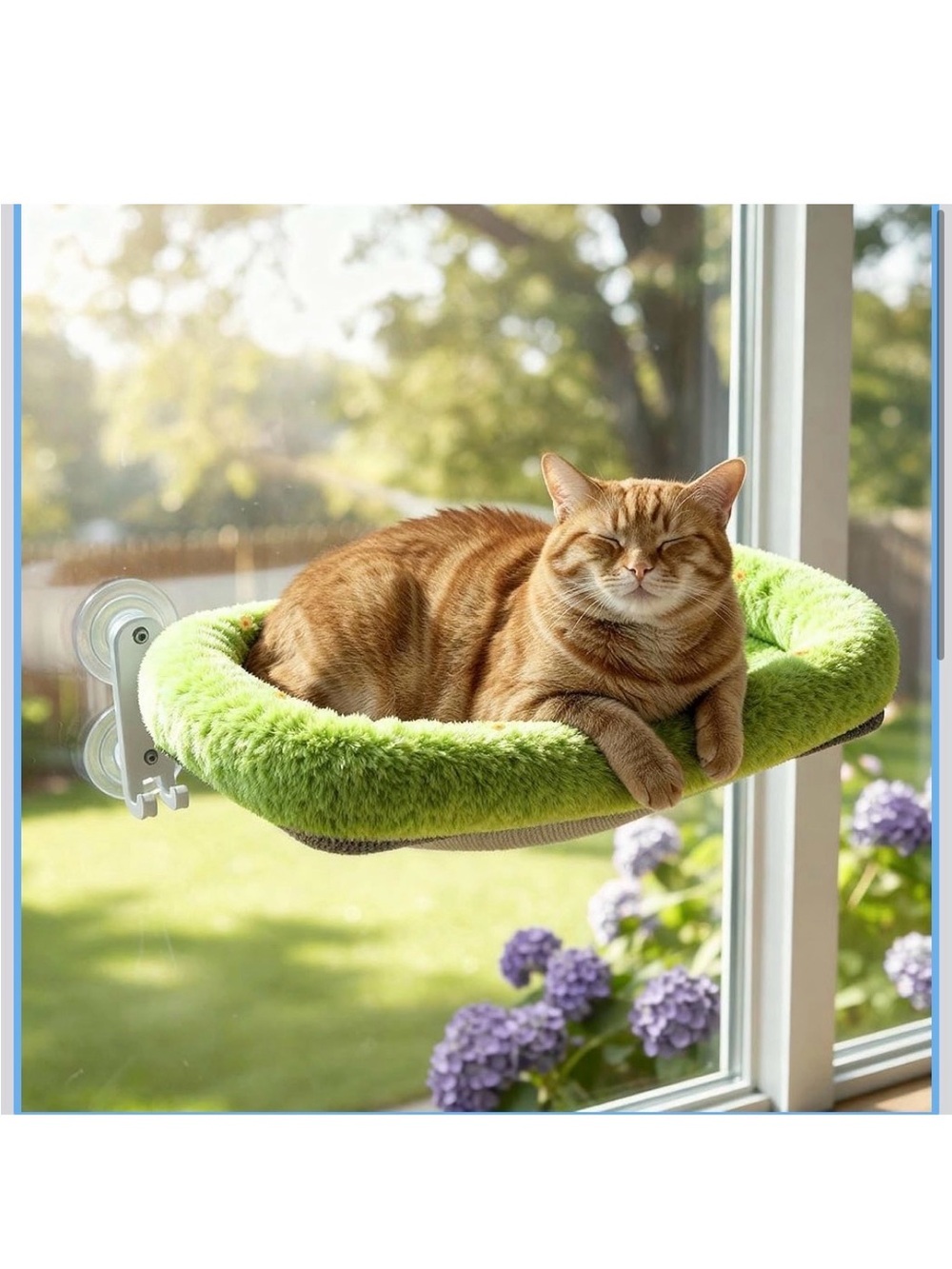 Cat Window Hammock Large, Green Cushion - New in Box